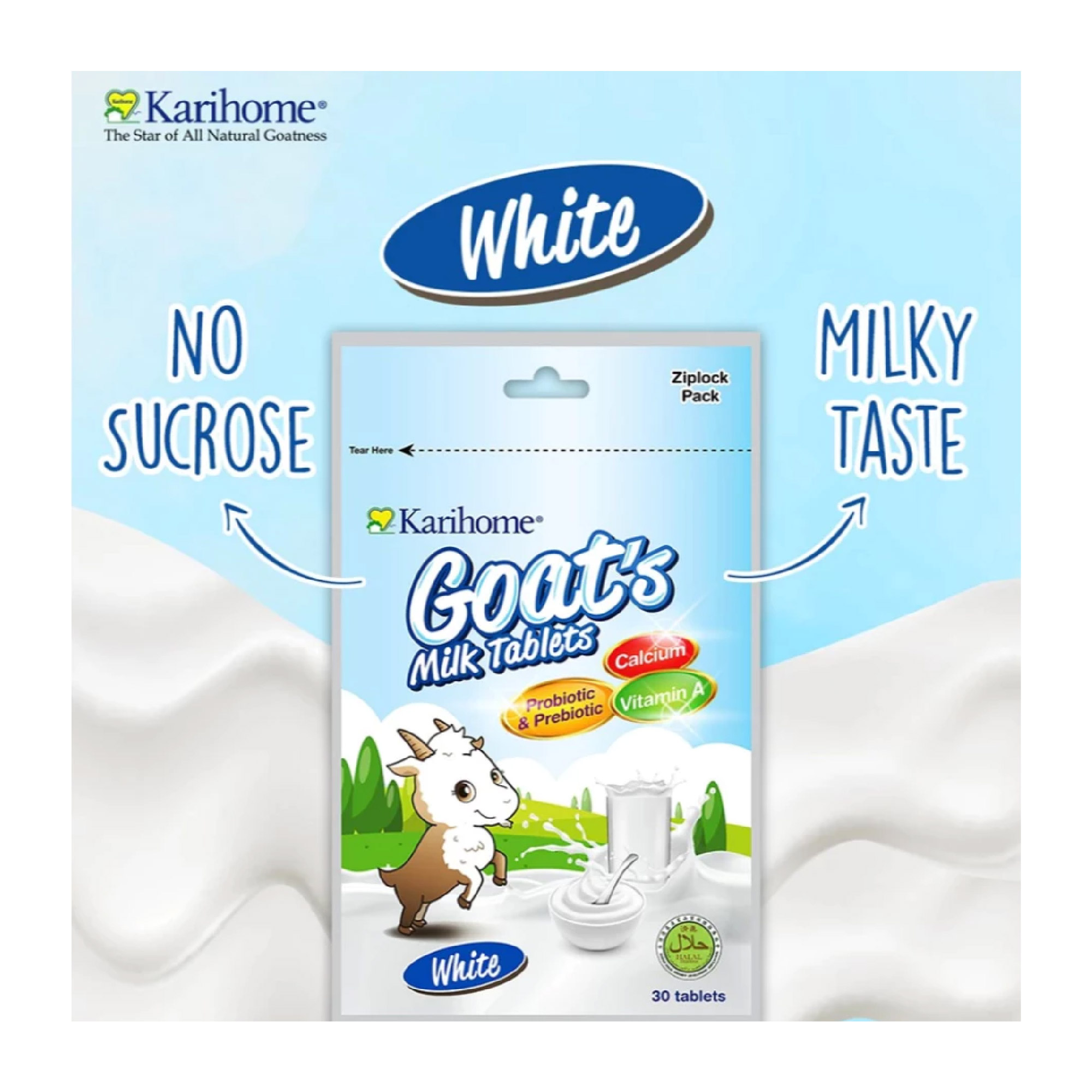 KARIHOME Goat's Milk Sweeties 30's - White, 羊奶糖, Snek Gula Susu Kambing