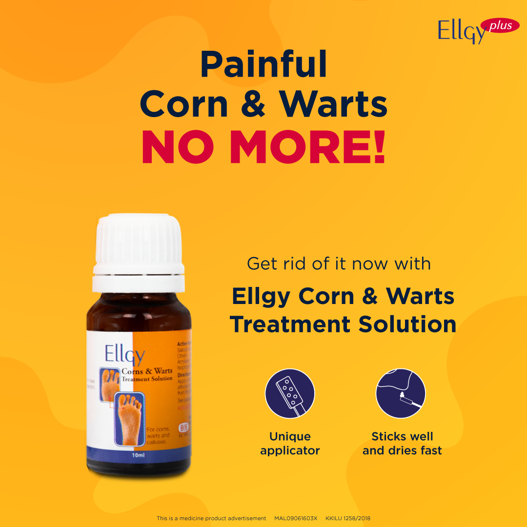 ELLGY Corn & Warts Solution 10ml with Salicylic Acid 17%, Ubat Ketuat, Corn Remover