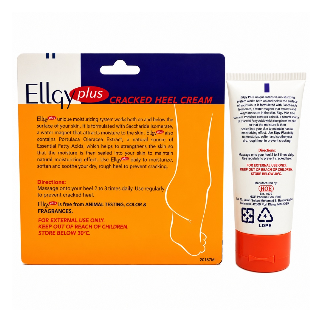 ELLGY Plus Cracked Heel Cream 50g Intensive Foot Moisturiser, Krim Tumit Merekah