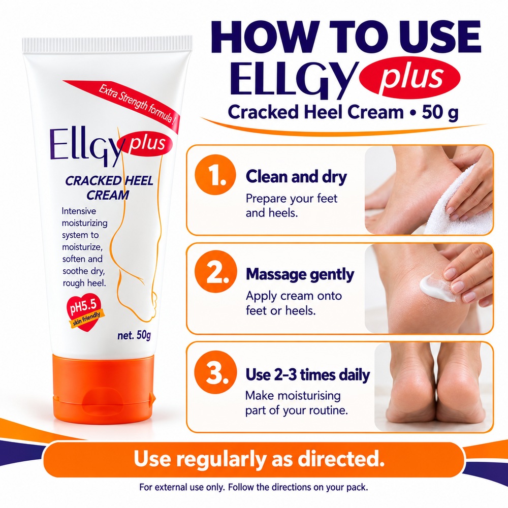 ELLGY Plus Cracked Heel Cream 50g Intensive Foot Moisturiser, Krim Tumit Merekah
