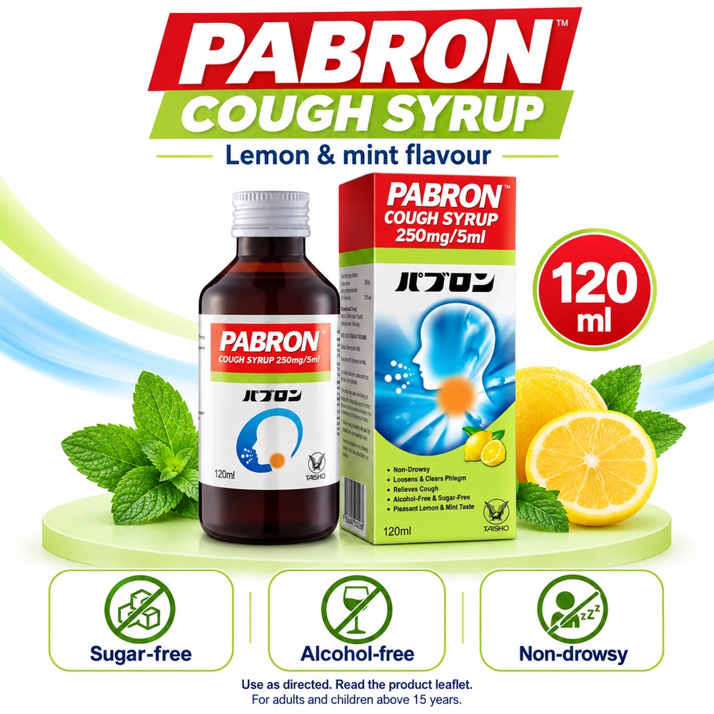 Pabron Cough Syrup 120ml Carbocisteine 250mg/5ml, Phlegm Relief, Batuk Berkahak