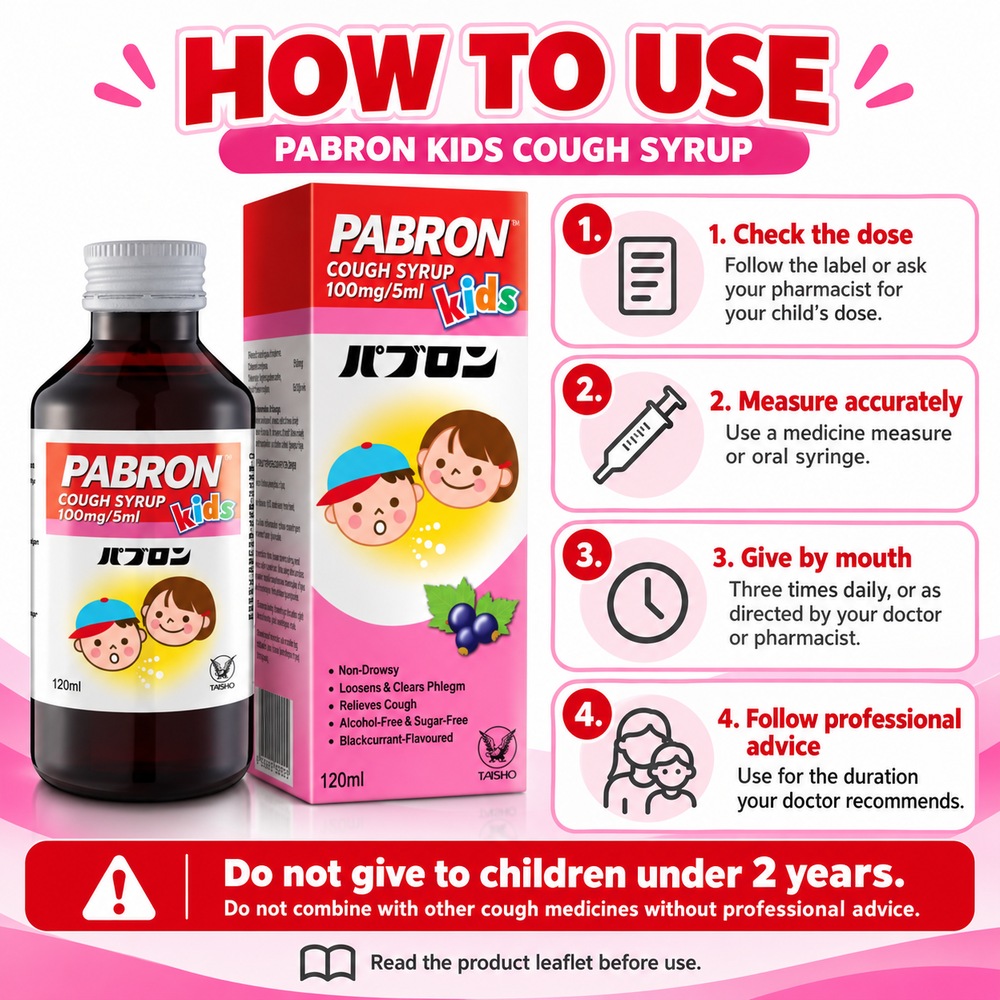 PABRON Cough Syrup Kids 120ml Blackcurrant, Phlegm Relief, Cough Relief, Ubat Batuk