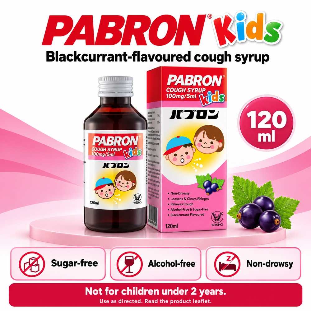 PABRON Cough Syrup Kids 120ml Blackcurrant, Phlegm Relief, Cough Relief, Ubat Batuk