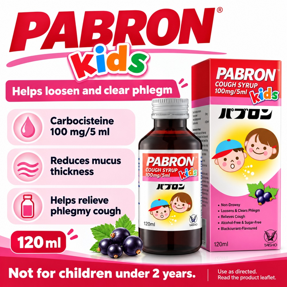 PABRON Cough Syrup Kids 120ml Blackcurrant, Phlegm Relief, Cough Relief, Ubat Batuk
