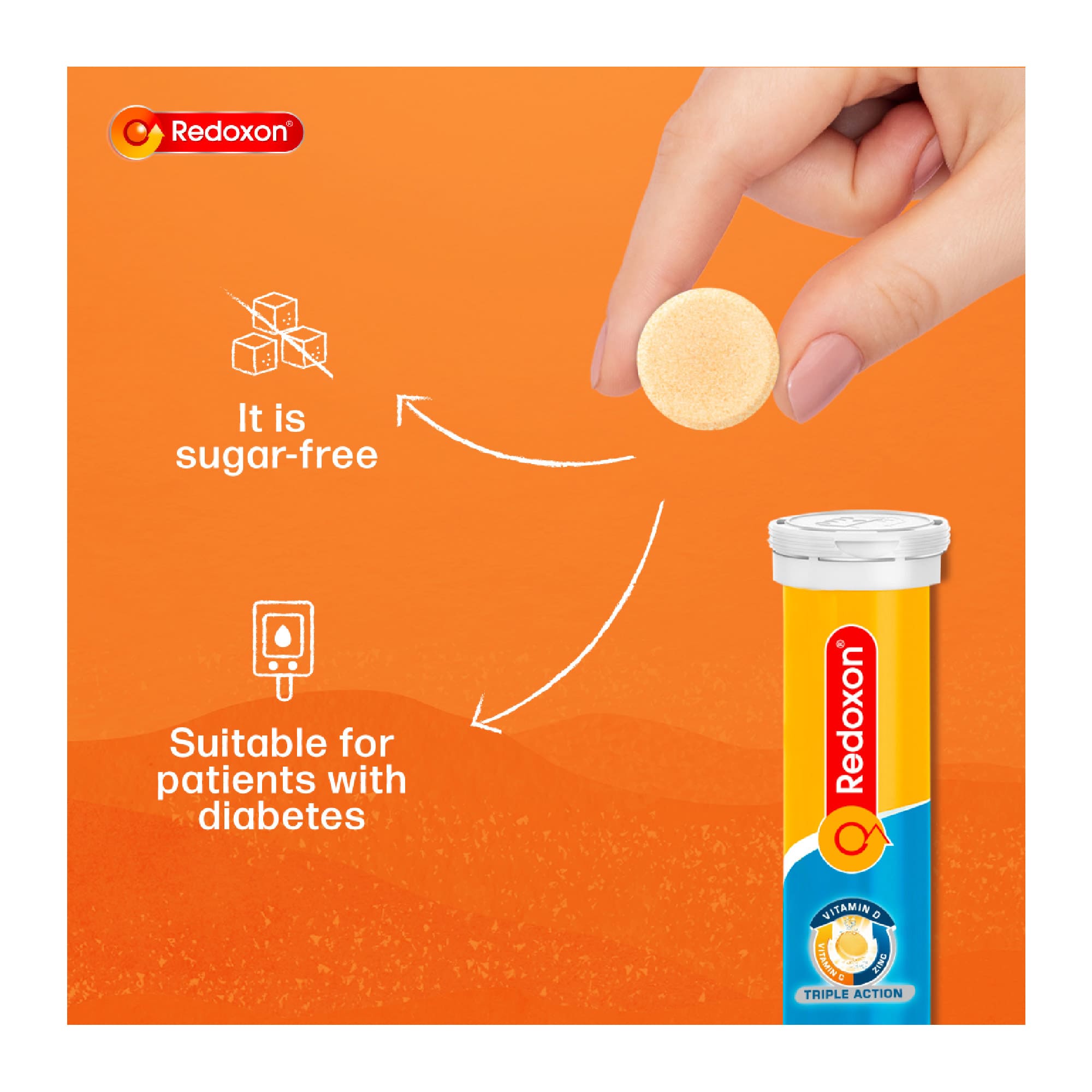 REDOXON Triple Action Effervescent Orange Tablet 45's