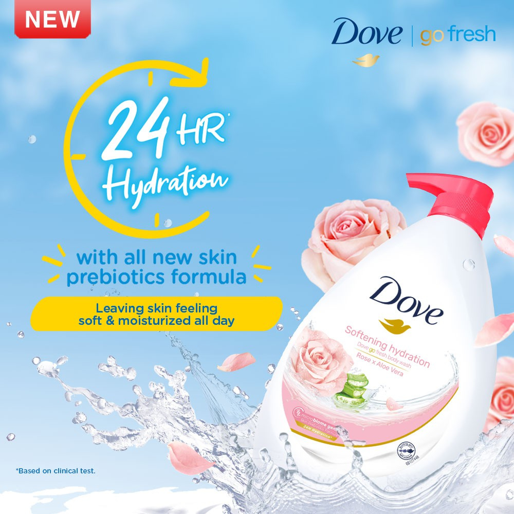 DOVE Bodywash 1L - Softening Hydration Rose & Aloe Vera