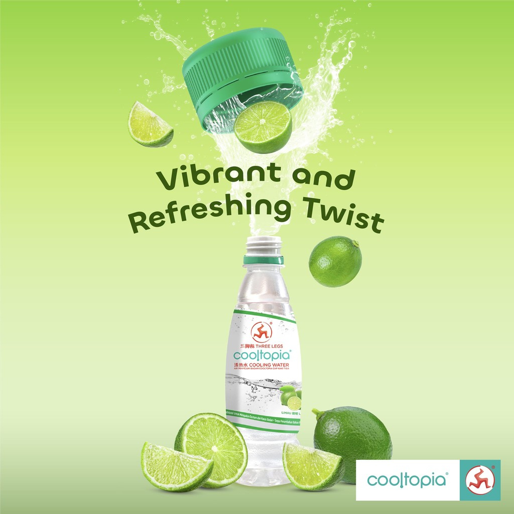 THREE LEGS Cooltopia 320ml - Lime for Refreshing, Cooling Beverage, 三腿草本 清热解暑
