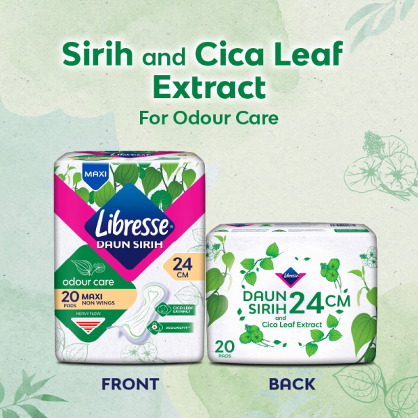 LIBRESSE  Odourcare Maxi Non Wings 24cm 20's, Sanitary Pad, Tuala Wanita