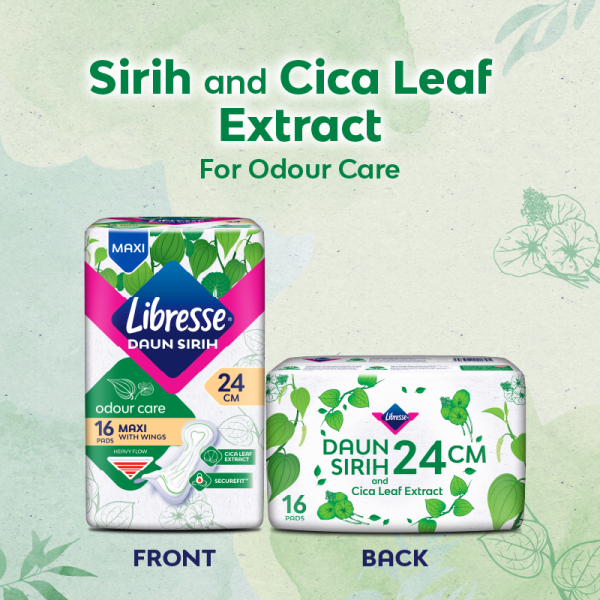 LIBRESSE Odourcare Maxi Wings 24cm 16's, Sanitary Pad, Tuala Wanita