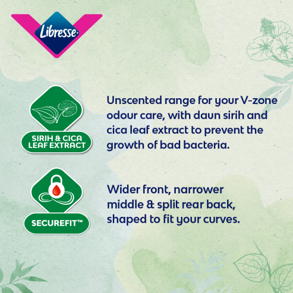 LIBRESSE Odourcare Wider Back Night Wing 32cm 10's, Sanitary Pad, Tuala Wanita