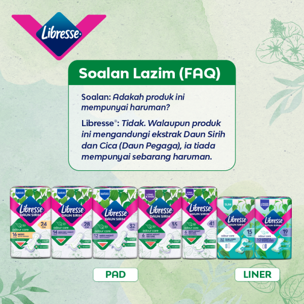 LIBRESSE Odourcare Slim 32's 15cm, Sanitary Pad, Tuala Wanita