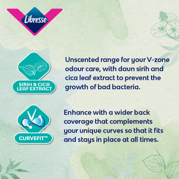 LIBRESSE Odourcare Longer & Wide Slim 30's 19cm, Sanitary Pad, Tuala Wanita