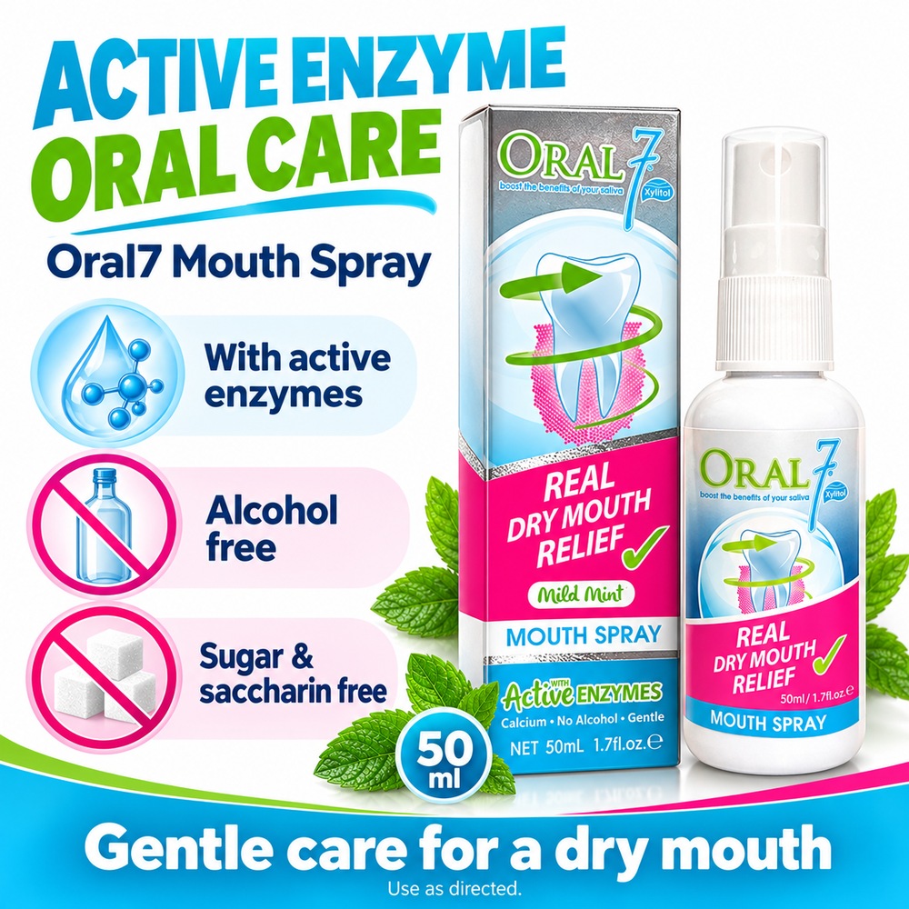 ORAL7 Mouth Spray 50ml Mild Mint with Active Enzyme for Sembur Mulut, Oralseven Mouth Spray