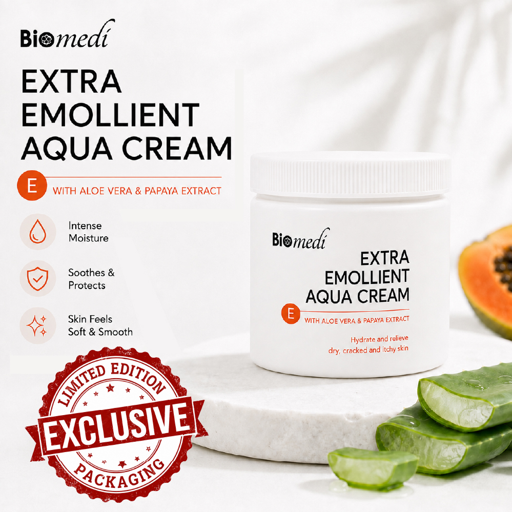 BIOMEDI Extra Emollient 500g with Aloe Vera & Papaya Extract - Skin Moisturizer & Hydrating Cream (for Dry Skin)