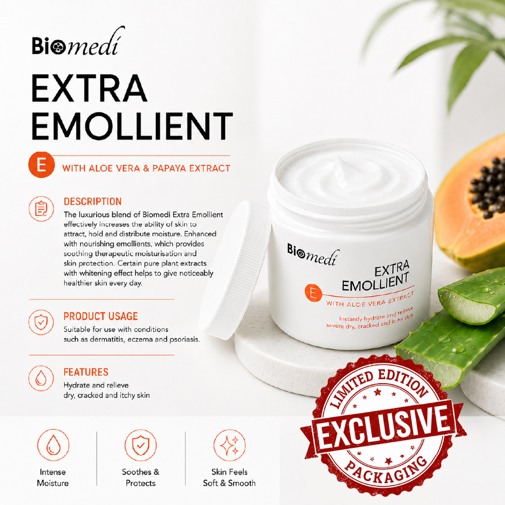 BIOMEDI Extra Emollient 500g with Aloe Vera & Papaya Extract - Skin Moisturizer & Hydrating Cream (for Dry Skin)