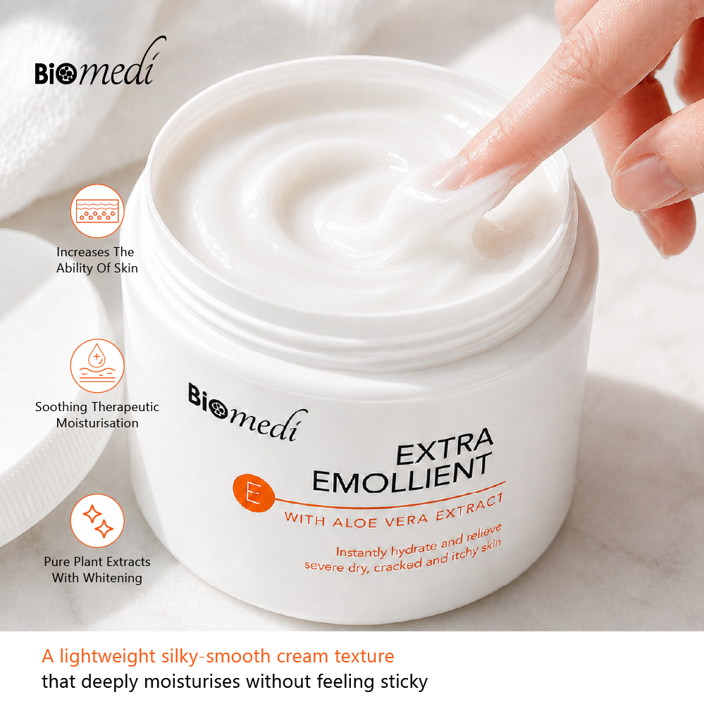 BIOMEDI Extra Emollient 500g with Aloe Vera & Papaya Extract - Skin Moisturizer & Hydrating Cream (for Dry Skin)