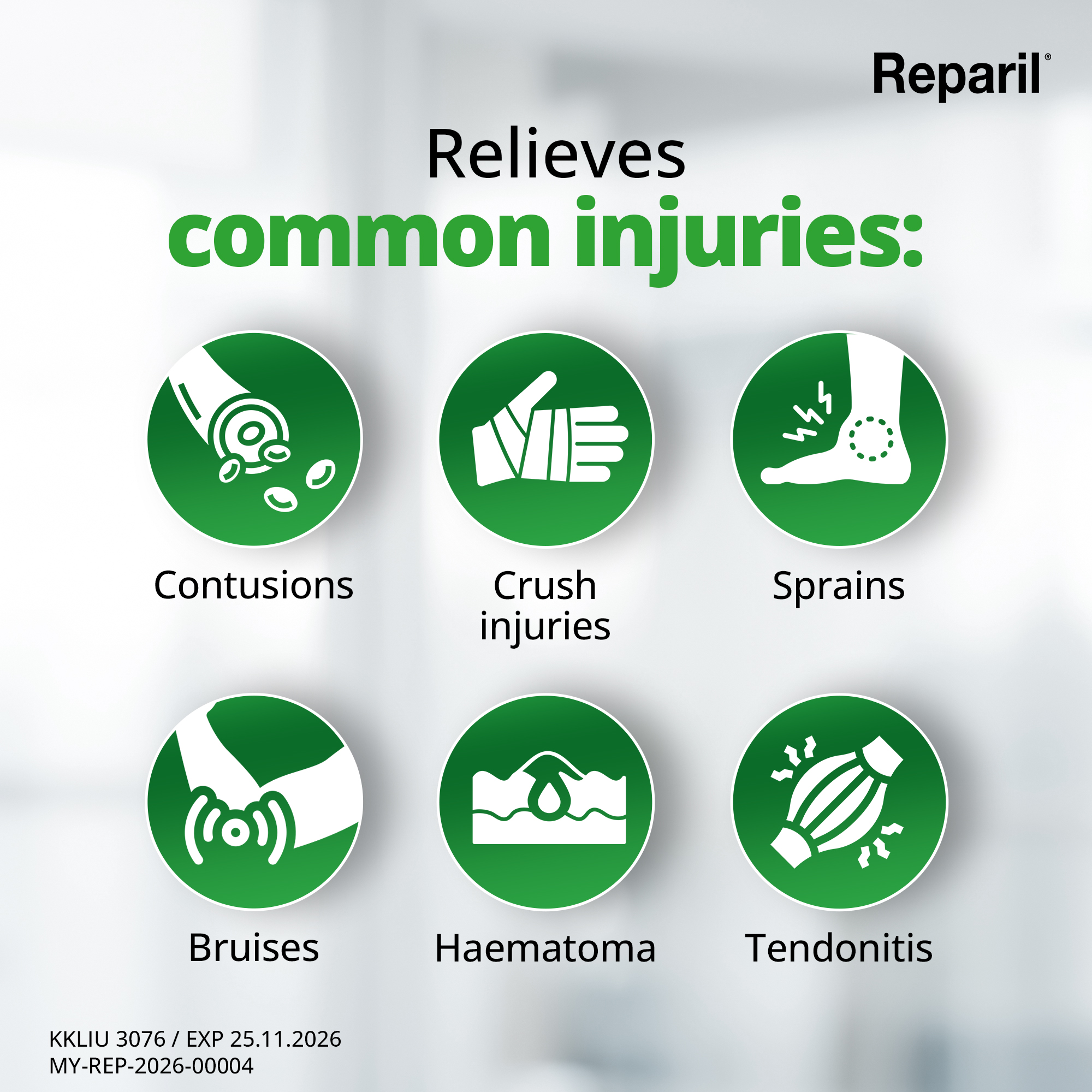 Reparil Gel N, 40g, Reduces Swelling, Inflammation & Pain, Quickly Penetrates to Cool the Painful Area