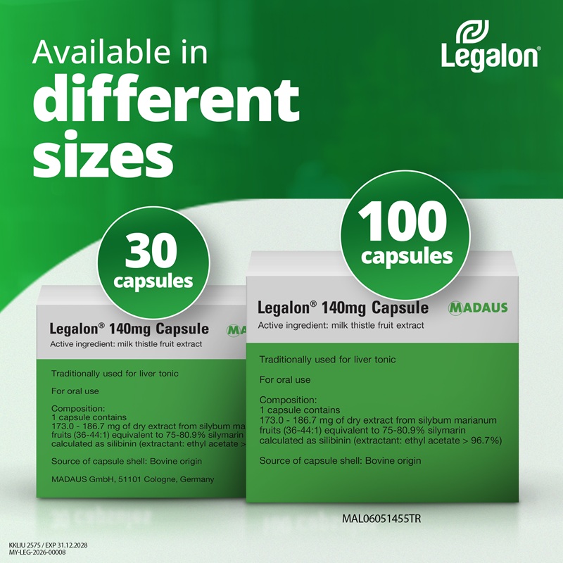Legalon 140mg Capsules, Pack of 100, Gentle Support for Your Liver, Made with Milk Thistle Extract
