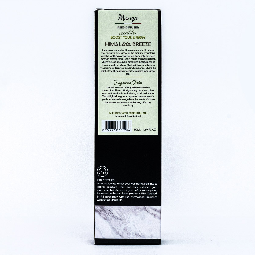 Monza Reed Diffuser Himalaya Breeze 50ml - Aroma Diffuser Air Freshener Room