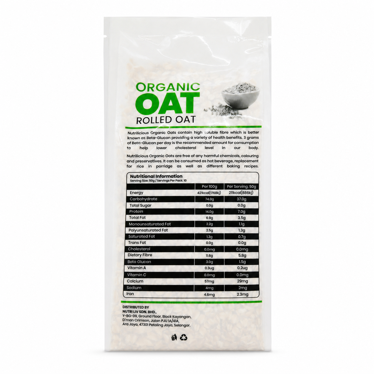 NUTRILICIOUS Rolled Oat Original 500g