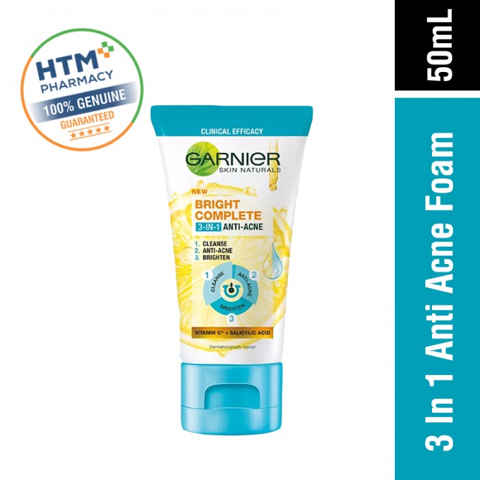 Garnier Bright Complete Anti-Acne 3 In 1 Foam 50ml