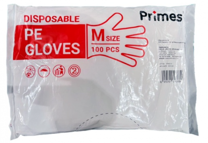 Primes Disposable PE Gloves 100's - M