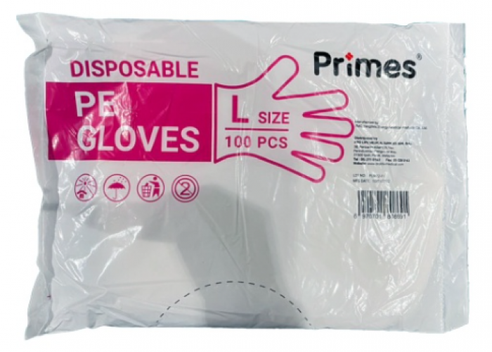 Primes Disposable PE Gloves 100's - L