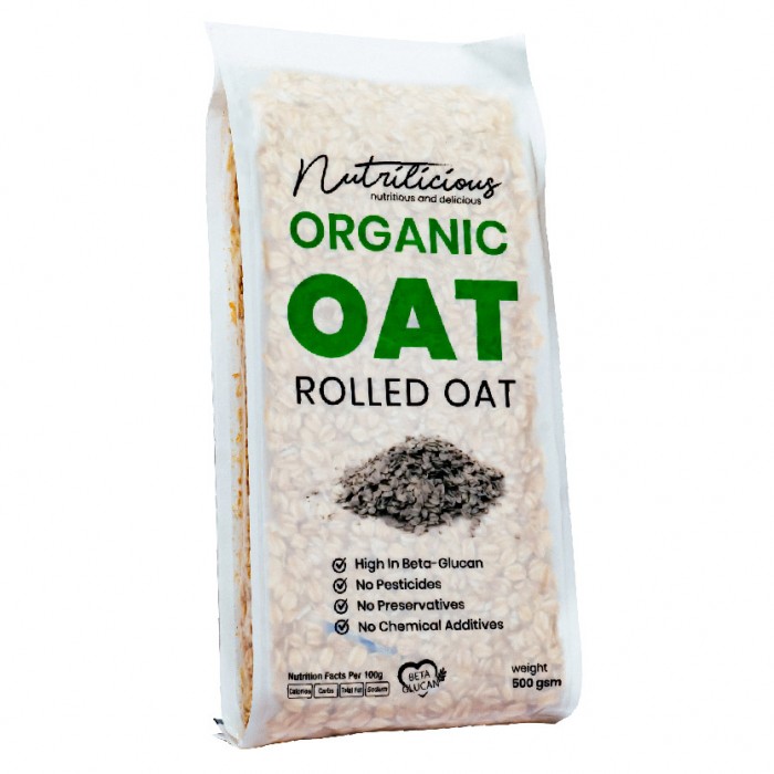 NUTRILICIOUS Rolled Oat Original 500g ( Organic Oat / 麦片 / 燕麦片 / 燕麦 / Rolled Oats Like Quaker Oat )