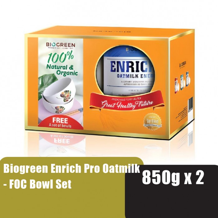 BIOGREEN Enrich Pro Oatmilk Energy 850g X 2 FOC Bowl Set