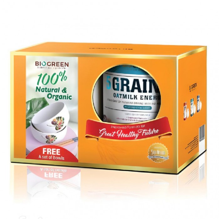 BIOGREEN 5 Grain Plus Oatmilk Energy 850g X 2 FOC Bowl Set