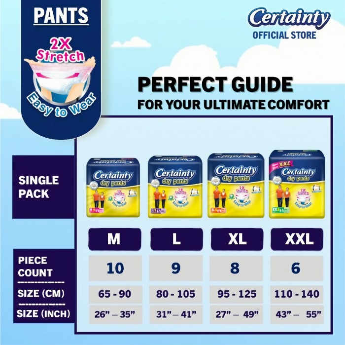 CERTAINTY Drypants Adult Diapers 8's Size - XL, Adult Diapers Pants / Pampers Dewasa / 成人 尿裤 (R)