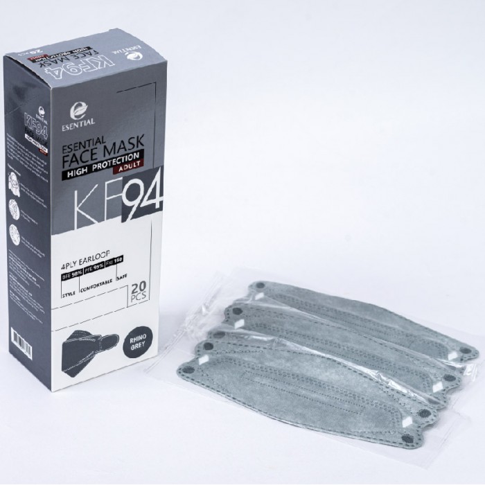 ESENTIAL kf94 20's Classic Elastic Earloop Disposable Face Mask-Rhino Grey / Protection 一次性口罩