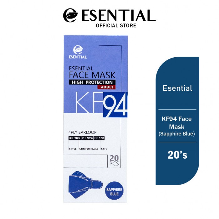 ESENTIAL kf94 20's Classic Elastic Earloop Disposable Face Mask-Sapphire Blue / Protection 一次性口罩