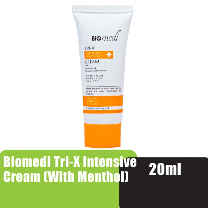 BIOMEDI Organic Seabuckthorn Tri-X Intensive Cream 20ml With Vitamin C & Menthol for Dry Skin,Eczema