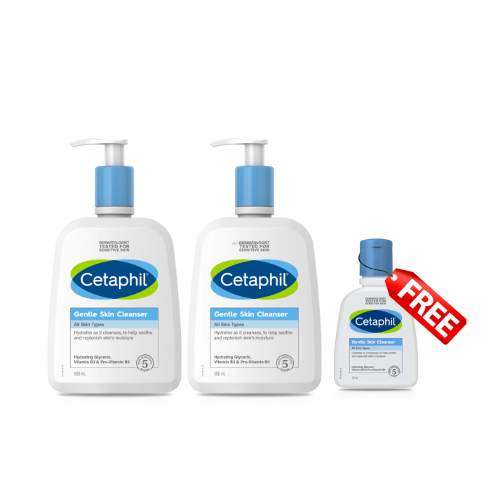 Cetaphil Gentle Skin Cleanser 500ml x 2 foc 125ml (Seasonal Packing)