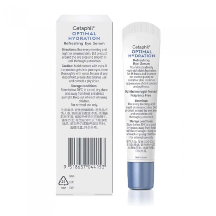 CETAPHIL Optimal Hydration Refreshing Eye Serum 15ml for Eye Cream with Hyaluronic Acid