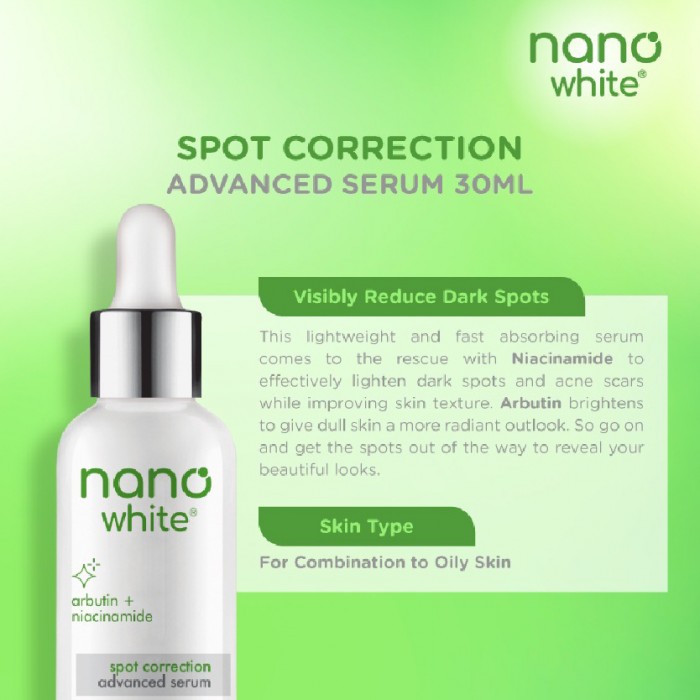 Nanowhite Spot Correction Advance Serum 30ml  Acne scar niacinamide dark spot serum skincare 精华液护肤品