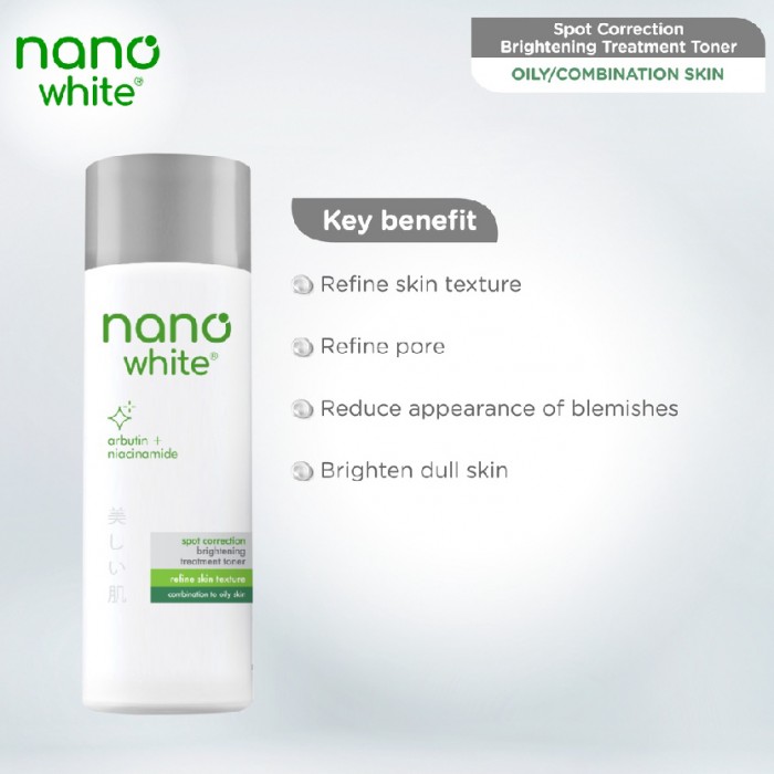 Nanowhite Spot Correction Brightening Treatment Toner 180ml Skincare Arbutin + niacinamide toner muka 爽肤水 护肤品