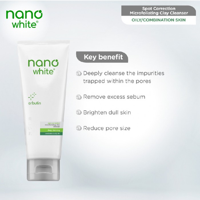 Nanowhite Spot Correcting Microfoliating Clay Cleanser 100ml Facial cleanser 洗臉霜/洗面奶 Brightening  Pencuci Muka