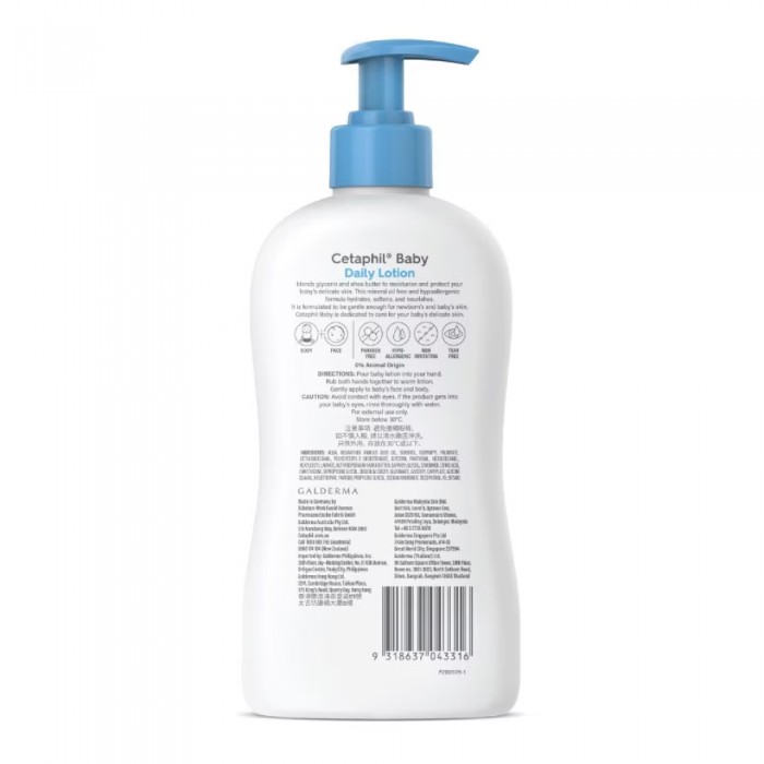CETAPHIL Baby Daily Lotion 400ml for Moisturizer, Pelembab Baby, Baby Lotion, Krim Baby
