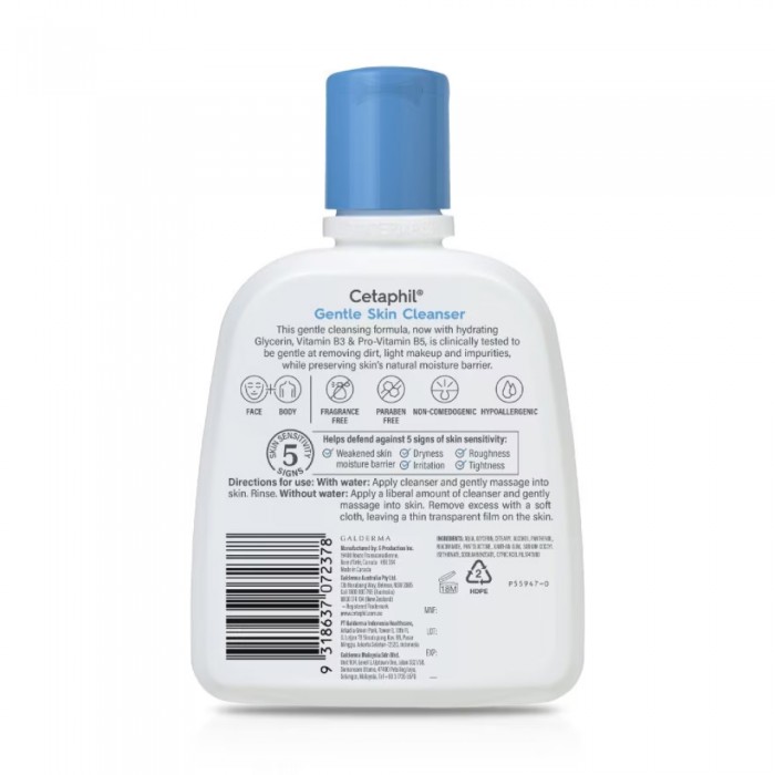 CETAPHIL Gentle Skin Cleanser 250ml for Face Wash and Body Wash, Sabun Mandi