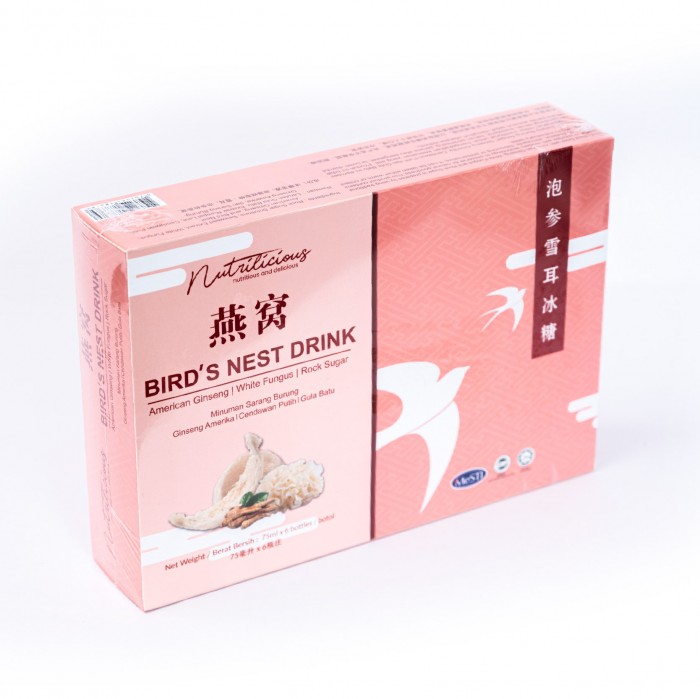 NUTRILICIOUS Bird Nest Drink with Ginseng, White Fungus & Rock Sugar 75ml x 6's ( Sarang Burung Walit / 燕窝 / Kinohimitsu