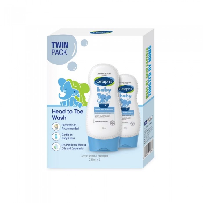 CETAPHIL Baby Gentle Body Wash & Shampoo 230ml X 2's for Sabun Baby, Baby Shampoo