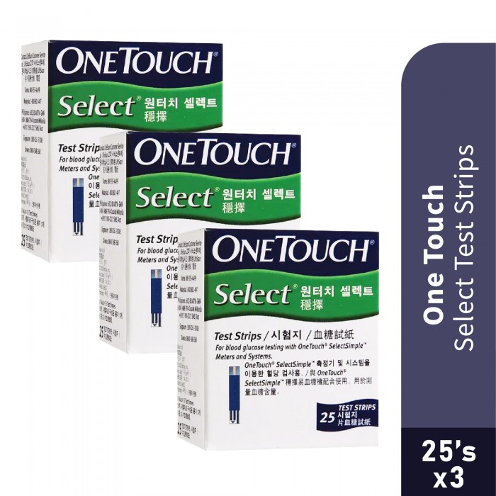 ONE TOUCH Select Test Strip 3 X 25's for Glucose Test Strip, Kencing Manis Test, One Touch Strip