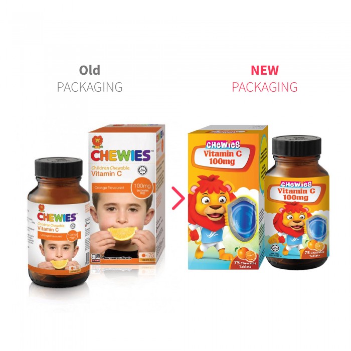 CHEWIES Vitamin C 100mg 75's - Orange for Kids, Vitamin C Chewable for Immune Booster, Vitamin C Supplement, 维生素c