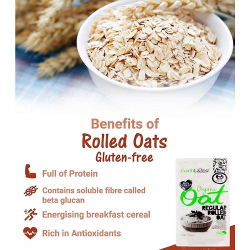 EARTH LIVING Organic Rolled Oat Organic for Diet (500g) [Oats Cereal/Oat Cereal/Oatmeal/Oat Cereal Drink/麥片]