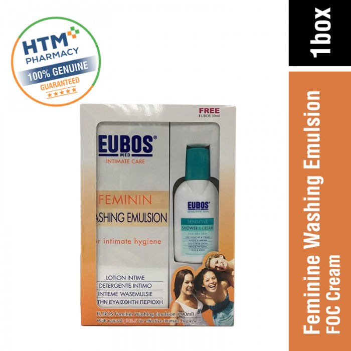 EUBOS FEMININE WASH EMULSION 200ML FOC CREAM 30ML