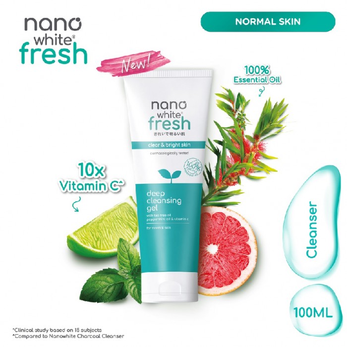 Nanowhite Fresh Deep Cleansing Gel 100ml Brightening Facial cleanser for oily skin pencuci muka 洗臉霜洗面奶