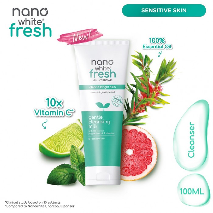 Nanowhite Fresh Gentle Cleansing Milk Cleanser 100ml Brightening Facial cleanser Pencuci muka 洗臉霜洗面奶