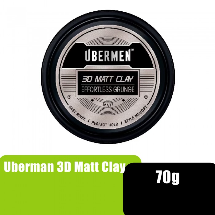 UBERMEN Matte Clay Rambut Lelaki, Hair Clay Men, Clay Pomade, 发泥 - 70g